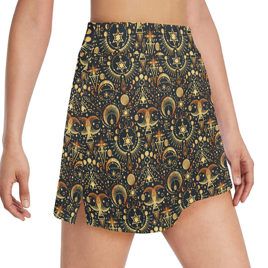 Sun Moon Print Design LKS308 17" Golf & Pickleball Skort with Pockets