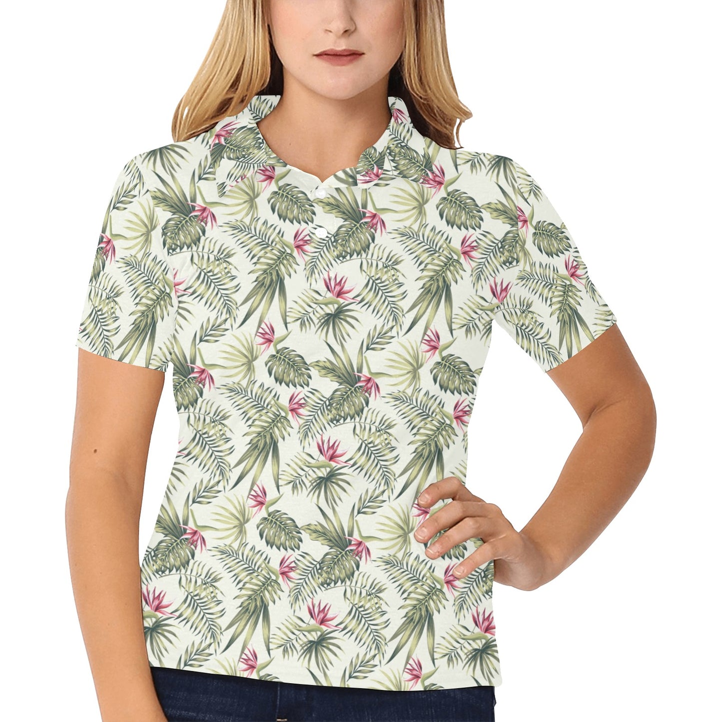 Bird Of Paradise Pattern Print Design 04 Women's Polo Shirt