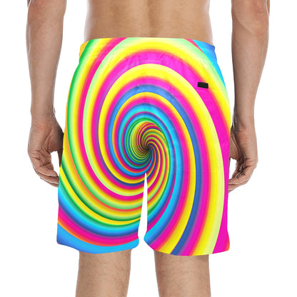 Vortex Twist Swirl Rainbow Design Men's Swim Trunks Beach Shorts