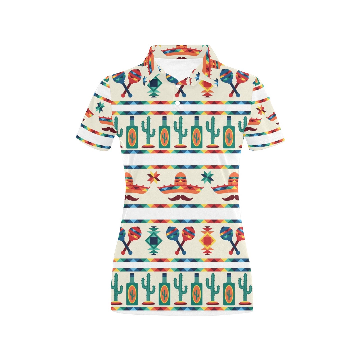 Maracas Mexican Pattern Print Design 01 Women's Polo Shirt