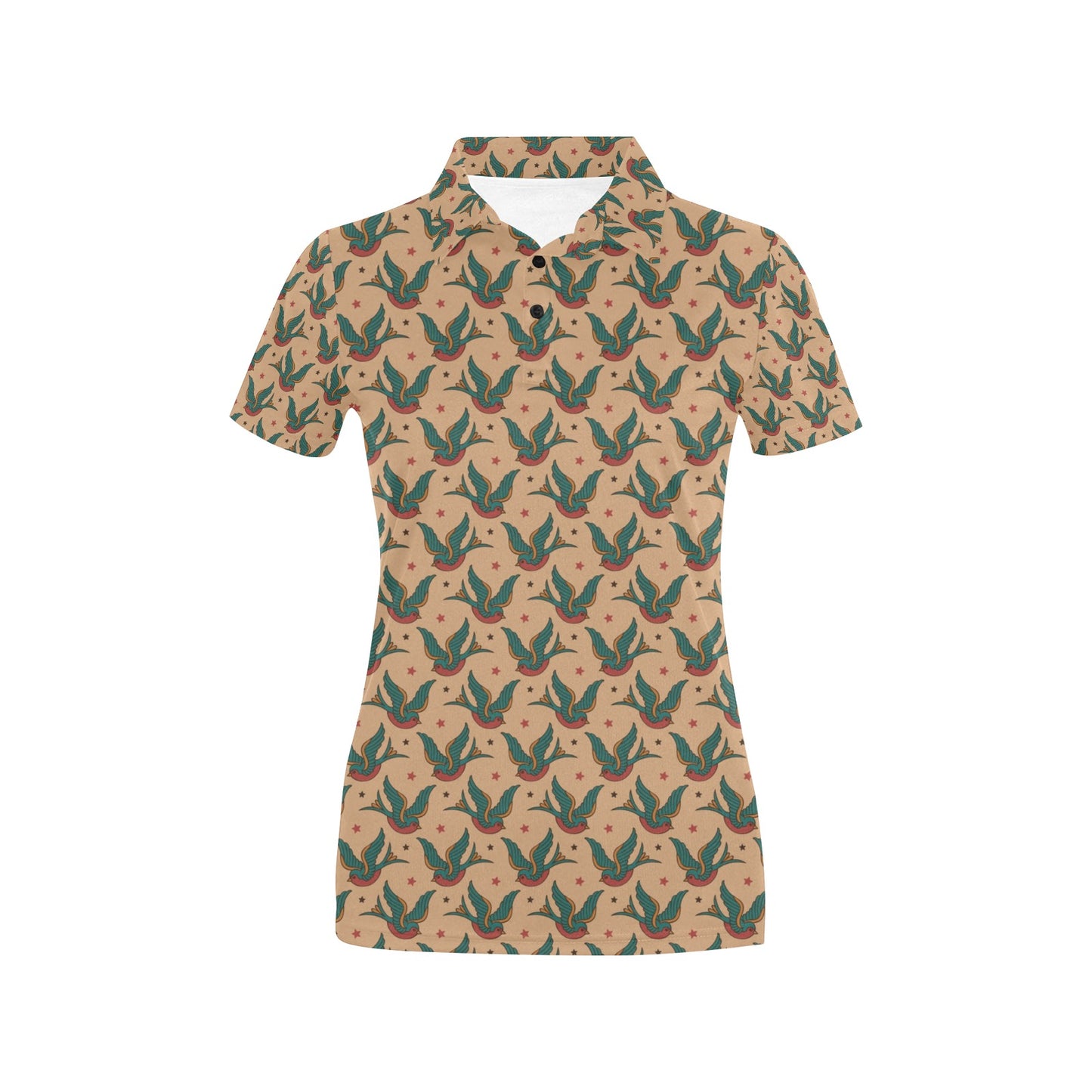 Old School Tattoo Swallow Design Women's Polo Shirt