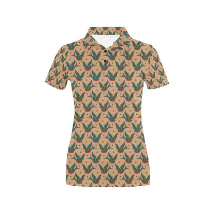 Old School Tattoo Swallow Design Women's Polo Shirt