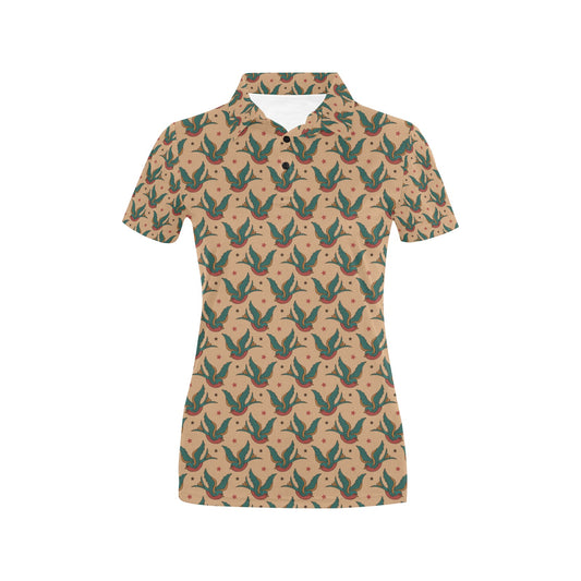 Old School Tattoo Swallow Design Women's Polo Shirt