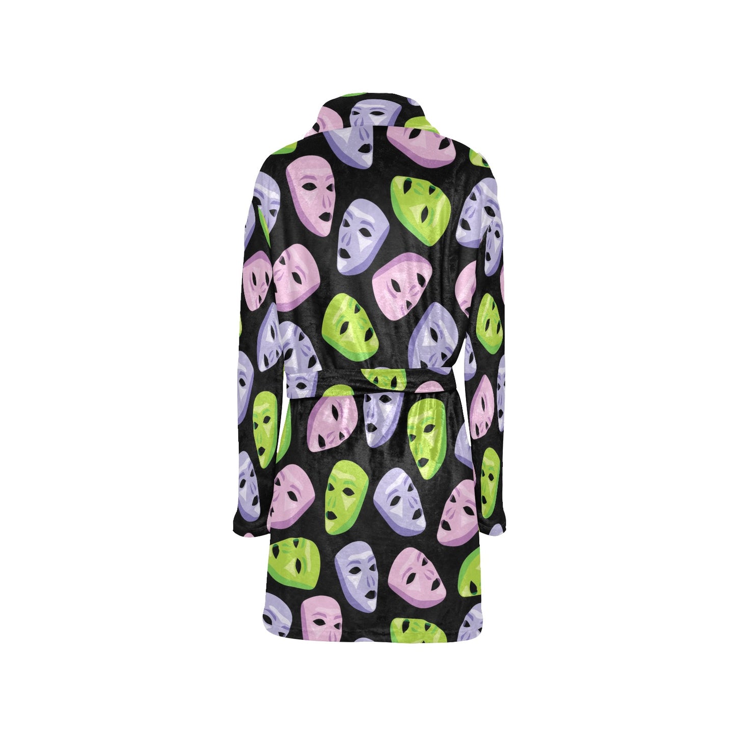 Acting Mask Pattern Print Design 04 Women's Fleece Robe
