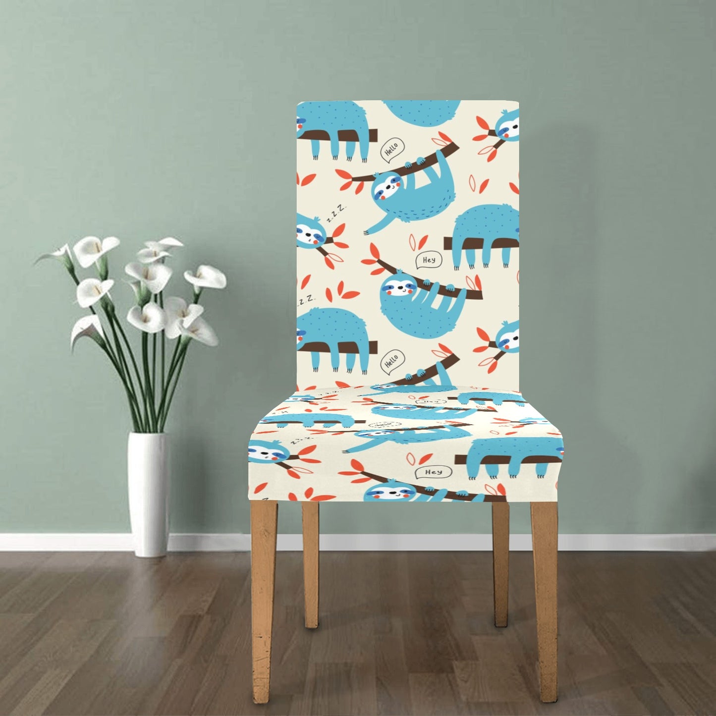 Sloth Print Design LKS3011 Dining Chair Slipcover