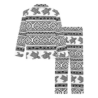 Sea Turtle Tribal Aztec Women's Long Pajama Set