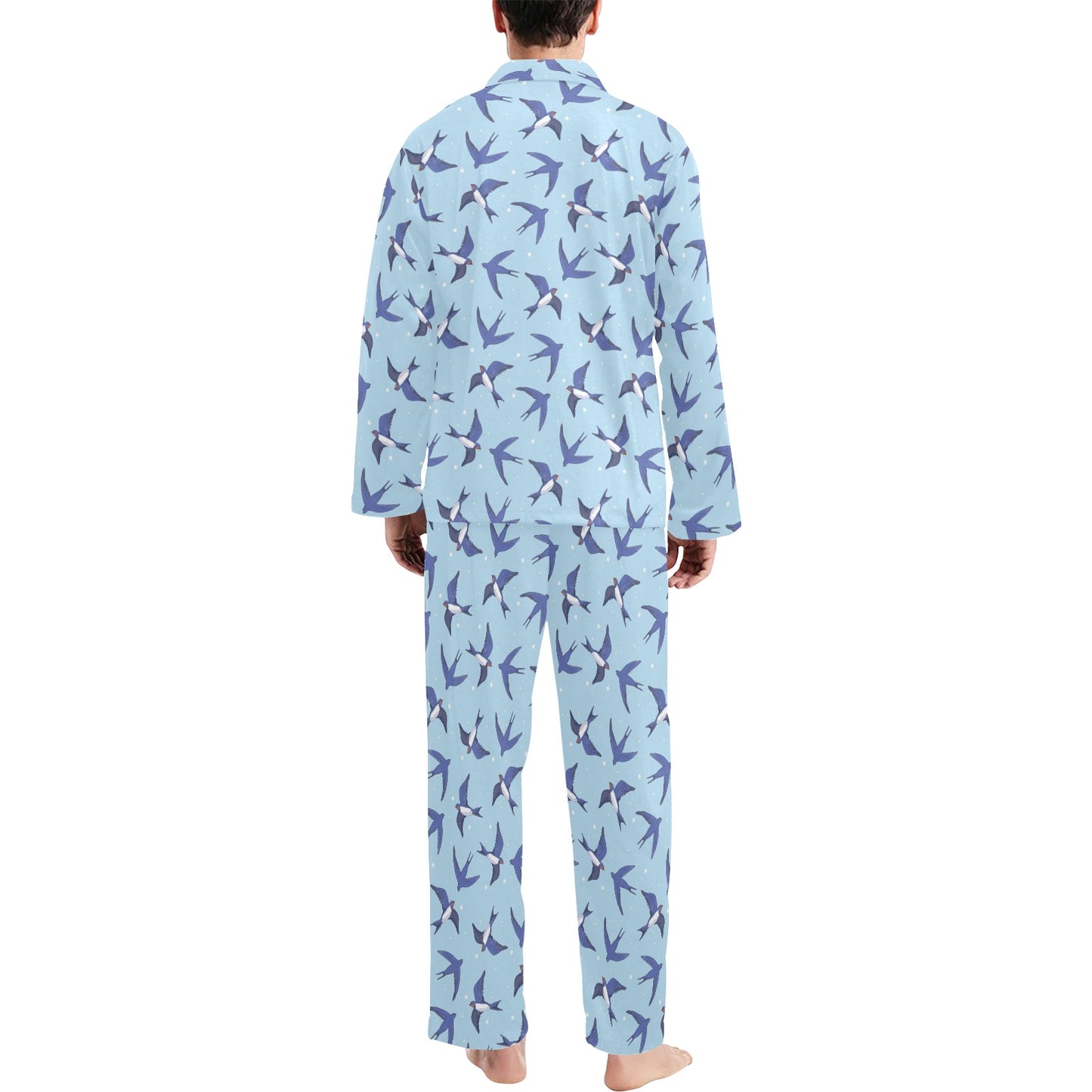 Swallow Bird Pattern Print Design 06 Men's Long Pajama Set