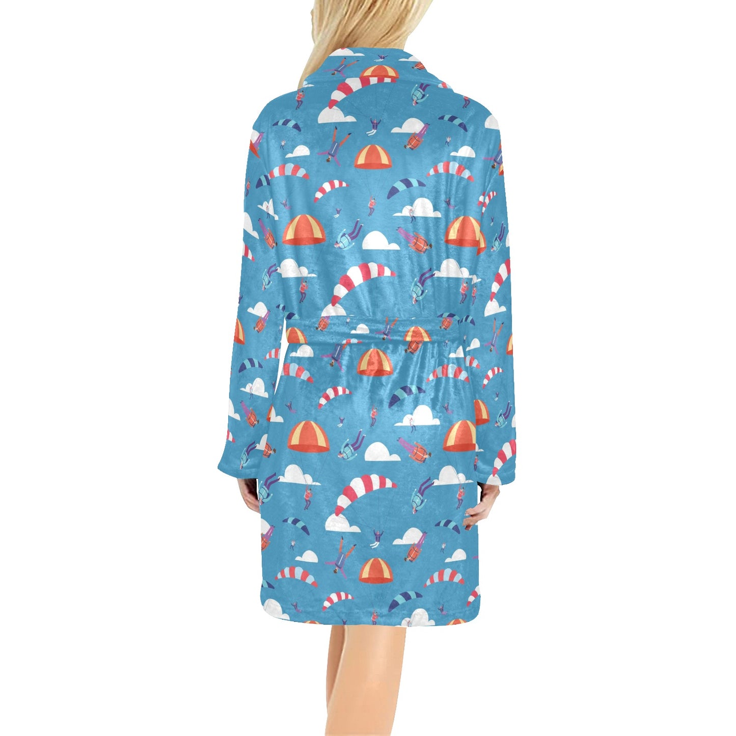 Skydiving Pattern Print Design 03 Women's Fleece Robe