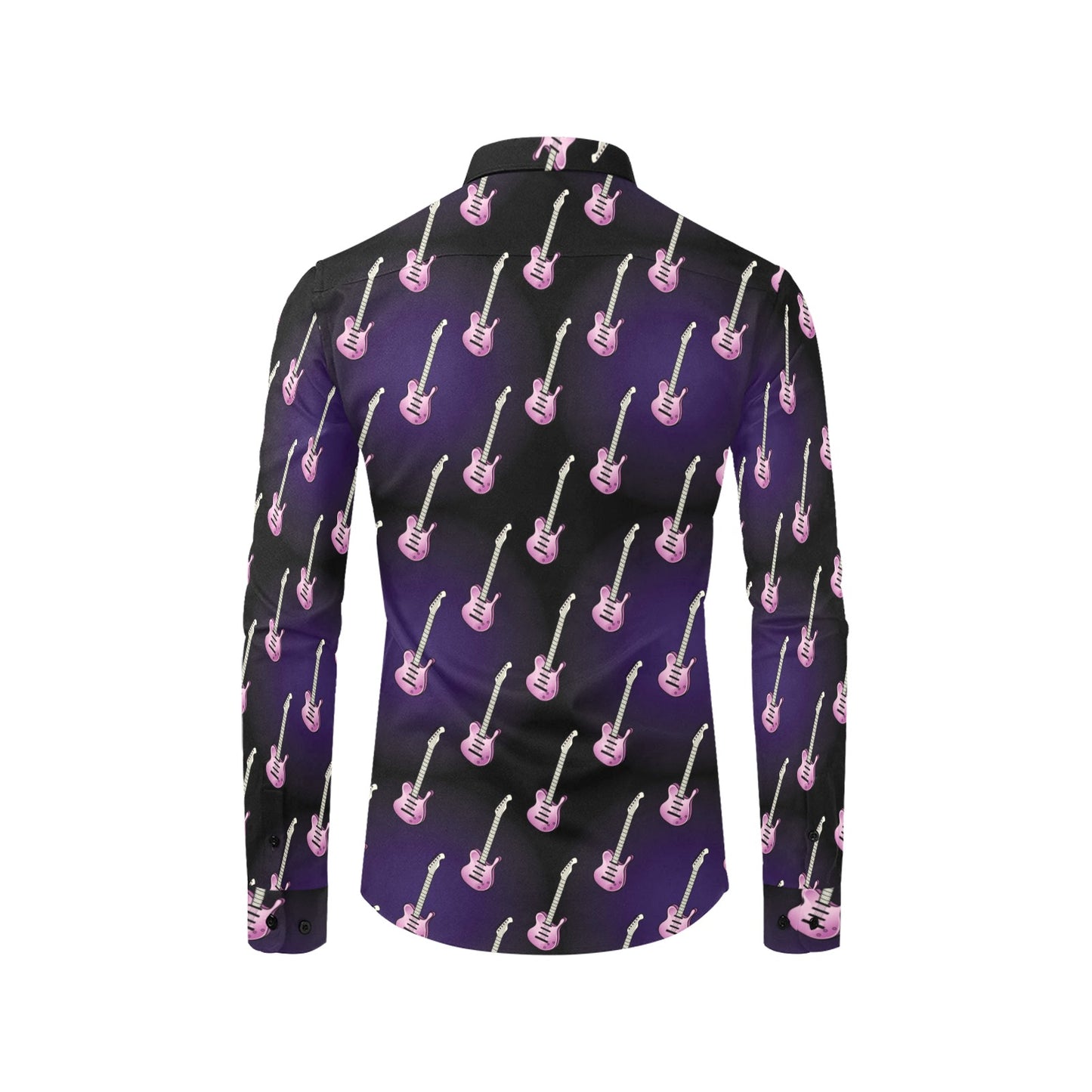 Electric Guitar Print Design LKS405 Men's Long Sleeve Dress Shirt