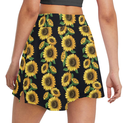 Sunflower Print Design LKS306 17" Golf & Pickleball Skort with Pockets