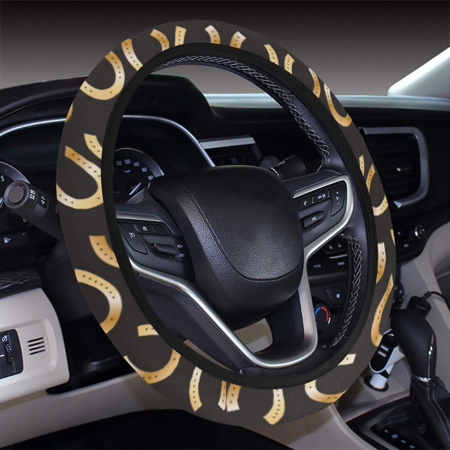 Horseshoe Print Design LKS304 Steering Wheel Cover with Elastic Edge