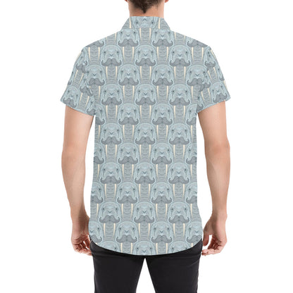 Walrus Print Design LKS402 Men Short Sleeve Button Up Shirt