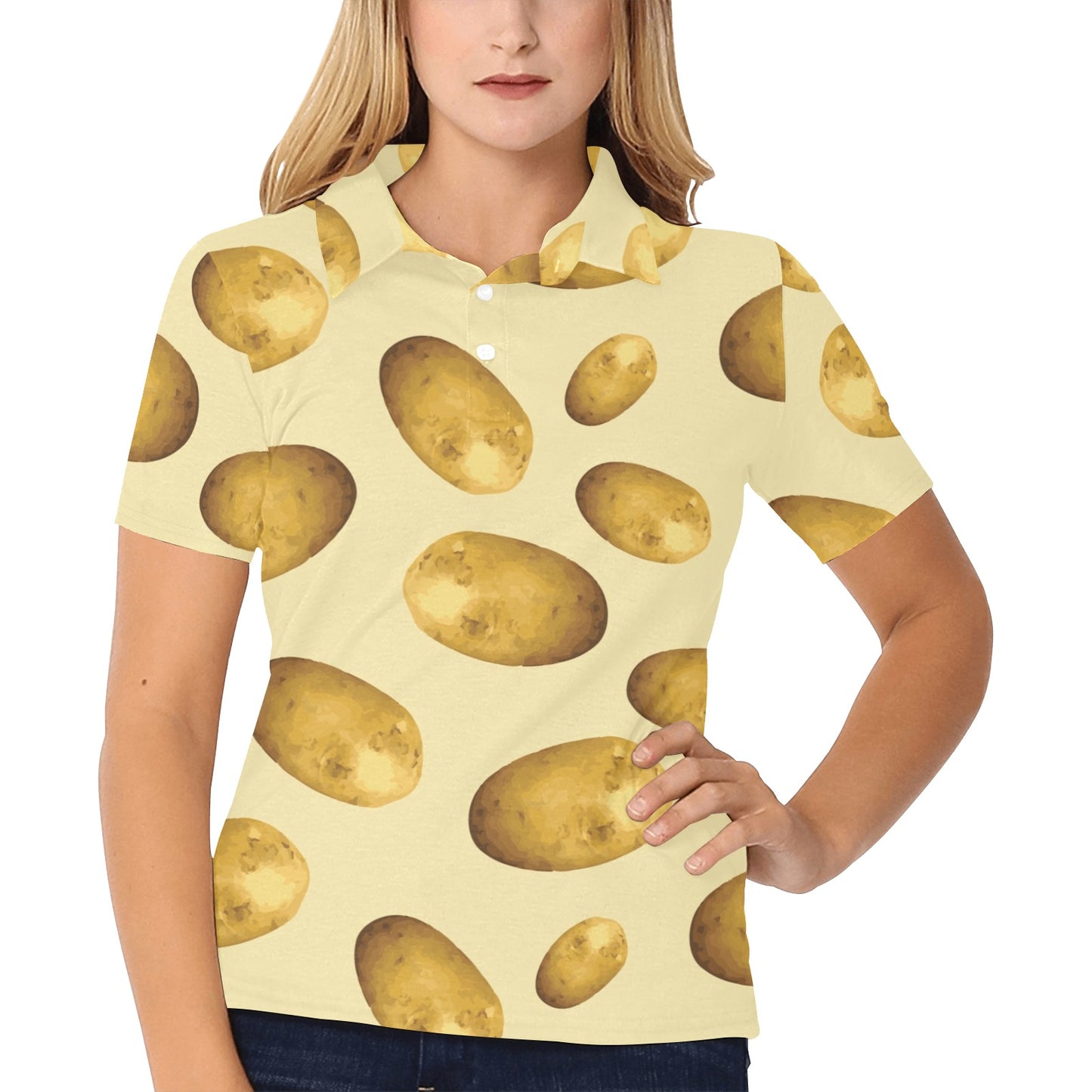 Potato Pattern Print Design A01 Women's Polo Shirt