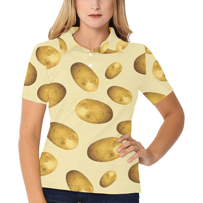 Potato Pattern Print Design A01 Women's Polo Shirt