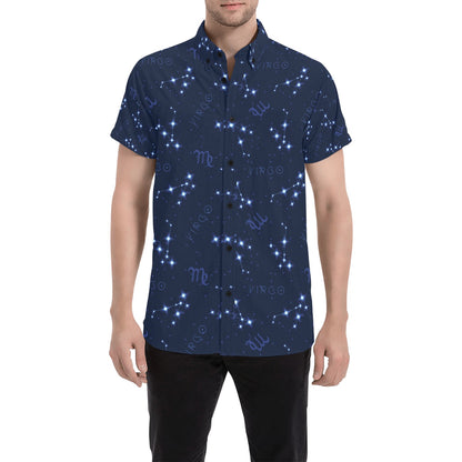 Virgo Print Design LKS303 Men Short Sleeve Button Up Shirt
