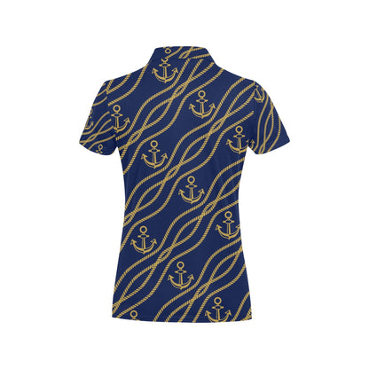Nautical Anchor Rope Pattern Women's Polo Shirt