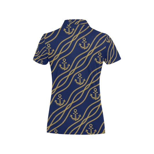 Nautical Anchor Rope Pattern Women's Polo Shirt