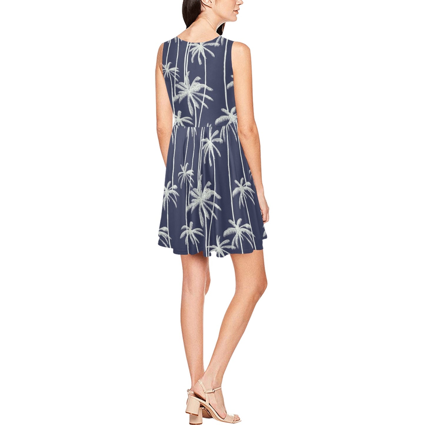 Palm Tree Pattern Print Design PT06 Sleeveless Dress