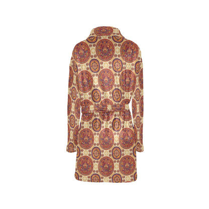 Calendar Aztec Pattern Print Design 01 Women's Fleece Robe