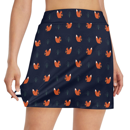 Squirrel Print Design LKS303 17" Golf & Pickleball Skort with Pockets
