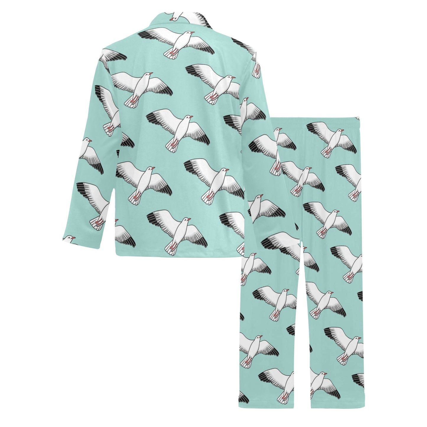 Pigeon Pattern Print Design 02 Men's Long Pajama Set