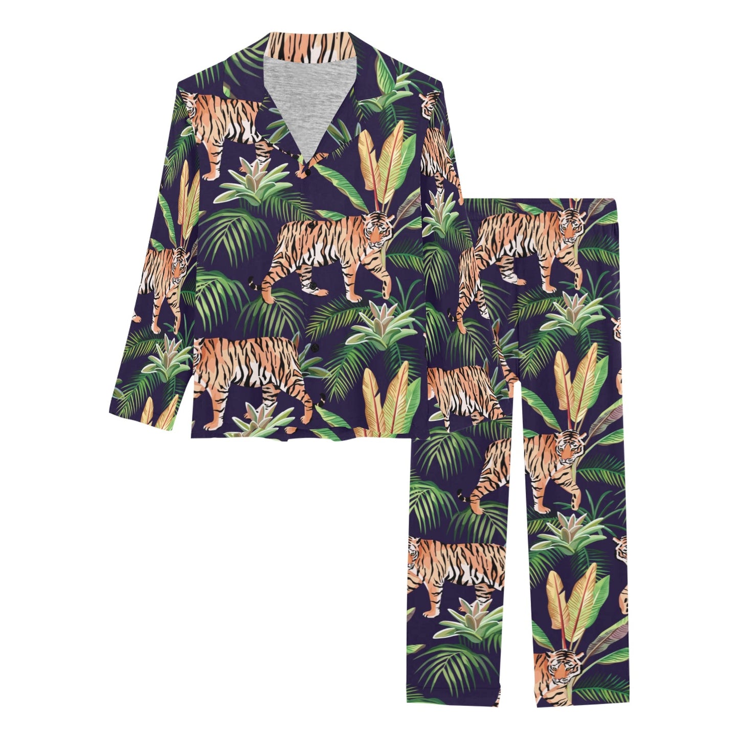 Tiger Jungle Women's Long Pajama Set