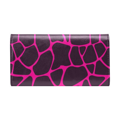 Giraffe Pink Background Texture Print Women's Trifold Wallet