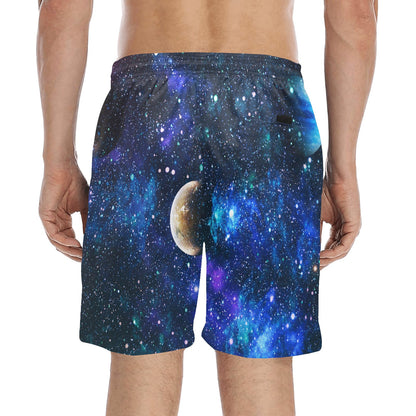 Galaxy Stardust Planet Space Print Men's Swim Trunks Beach Shorts