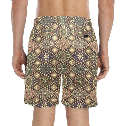 Mandala Motif Themed Design Print Men's Swim Trunks Beach Shorts