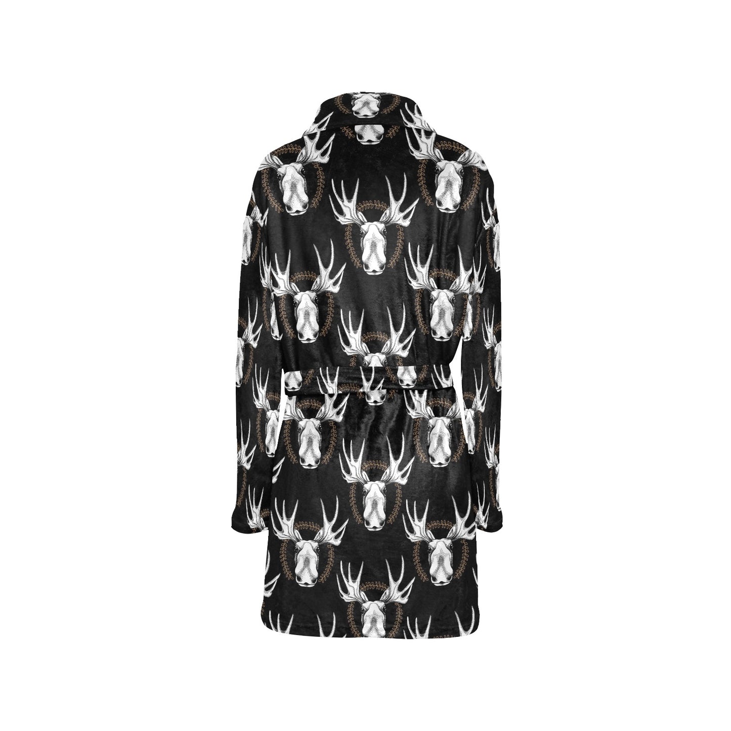 Moose Pattern Print Design 02 Women's Fleece Robe