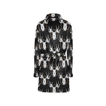 Moose Pattern Print Design 02 Women's Fleece Robe