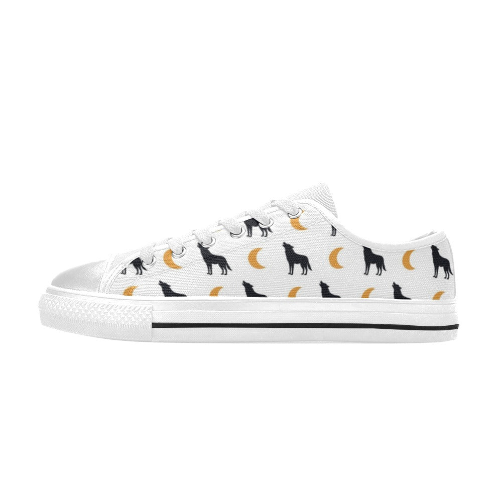 Wolf Moon Print Design LKS302 Women's White Low Top Shoes