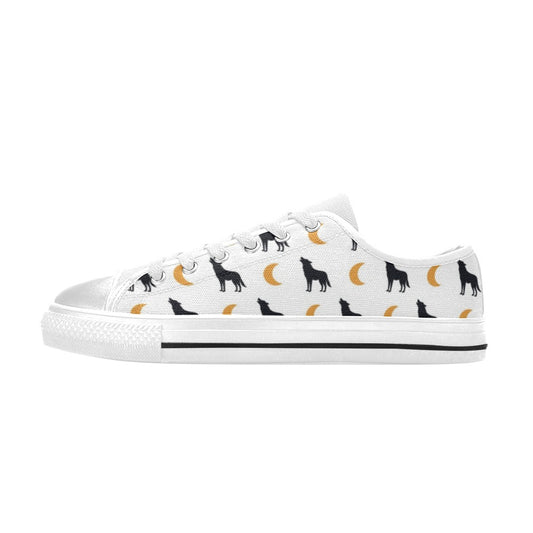 Wolf Moon Print Design LKS302 Women's White Low Top Shoes