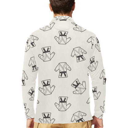 Karate Pattern Print Design 01 Long Sleeve Polo Shirt For Men's