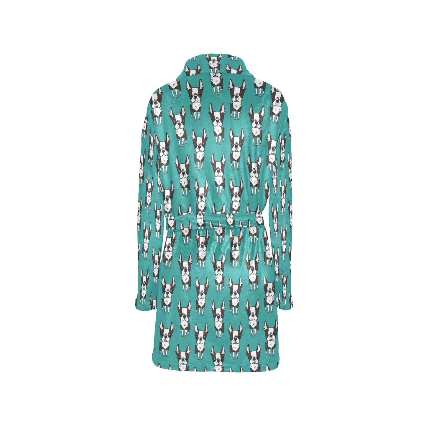 Boston Terrier Pattern Print Design 04 Women's Fleece Robe
