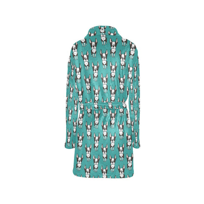 Boston Terrier Pattern Print Design 04 Women's Fleece Robe