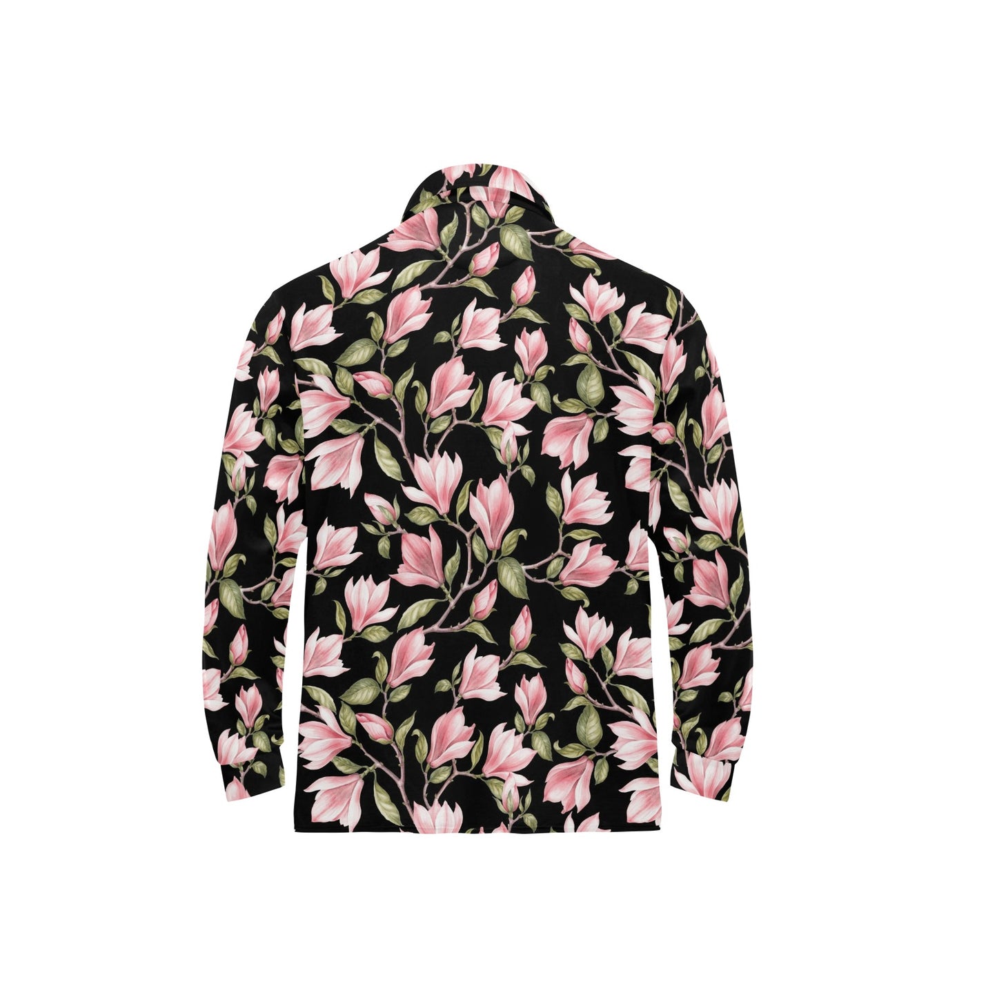 Magnolia Pattern Print Design MAG03 Long Sleeve Polo Shirt For Men's