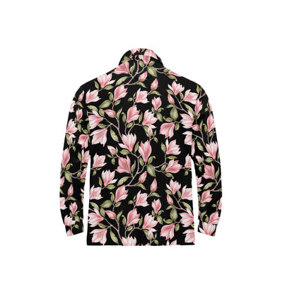 Magnolia Pattern Print Design MAG03 Long Sleeve Polo Shirt For Men's