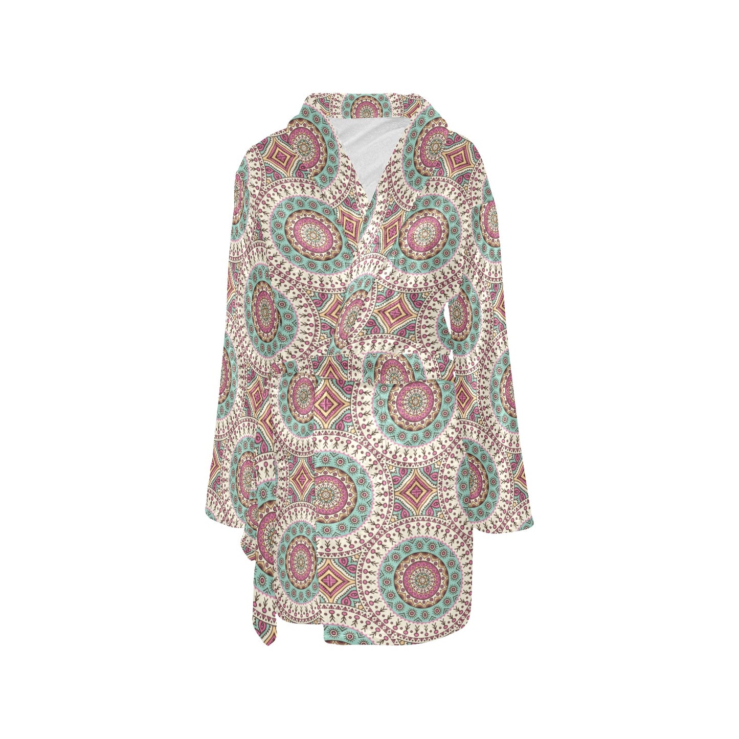 Bohemian Round Style Print Women's Fleece Robe