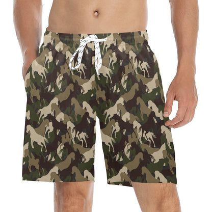 Horse Camo Themed Design Print Men's Swim Trunks Beach Shorts