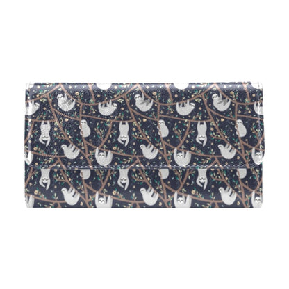 Sloth Happy Design Themed Print Women's Trifold Wallet