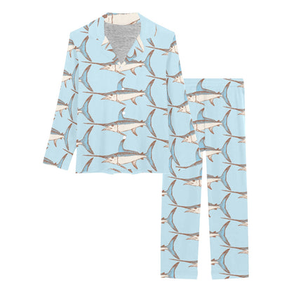 Swordfish Pattern Print Design 01 Women's Long Pajama Set