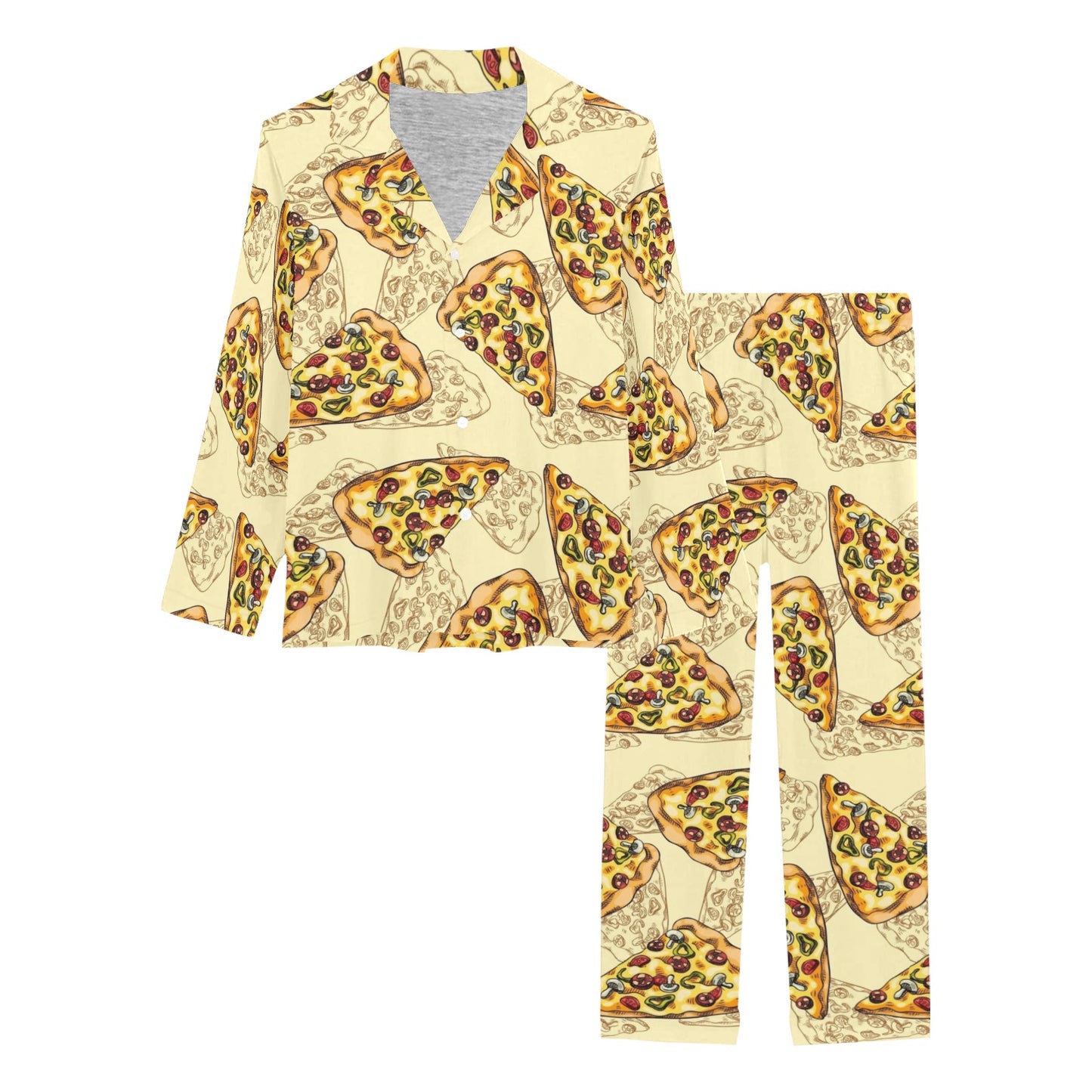 Pizza Pattern Print Design A01 Women's Long Pajama Set