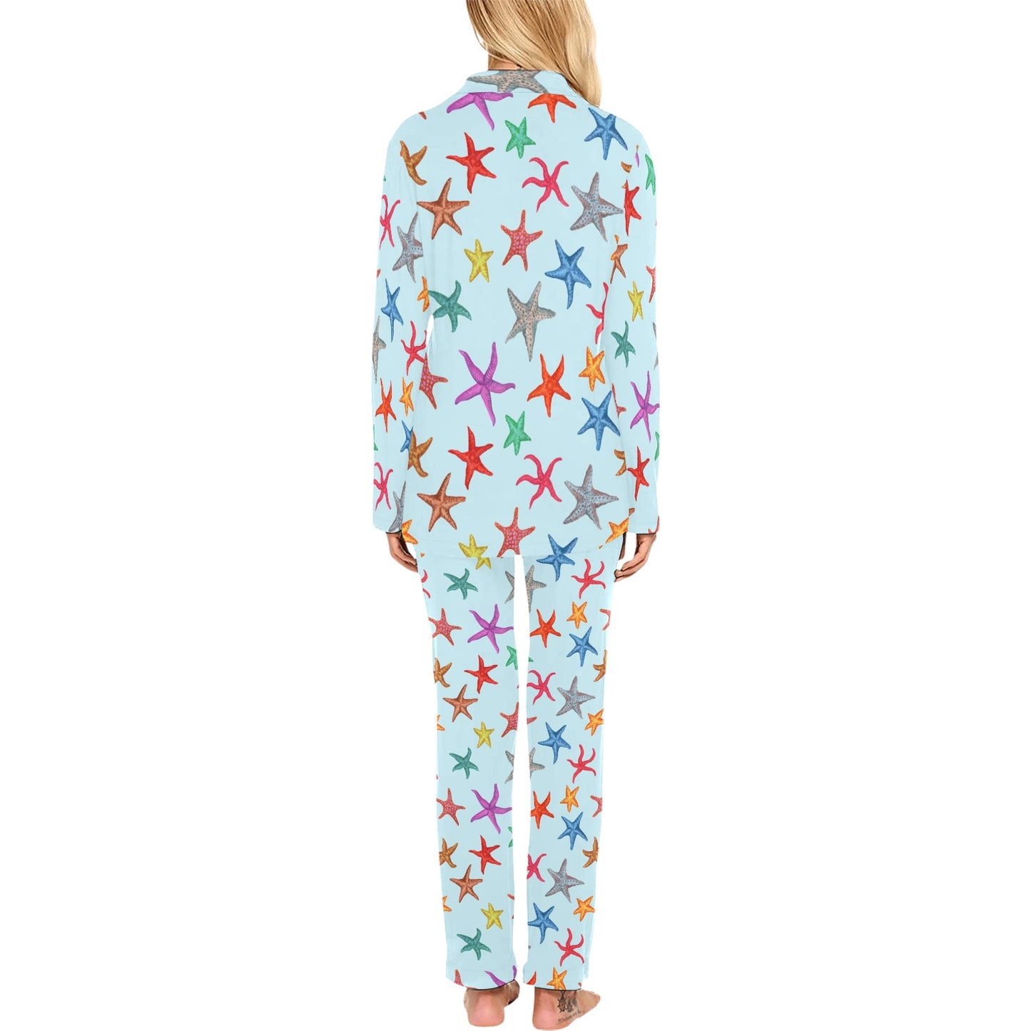 Starfish Print Design LKS402 Women's Long Pajama Set