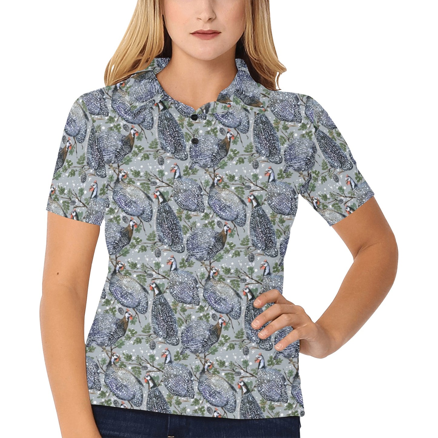 Guinea Fowl Print Design LKS402 Women's Polo Shirt