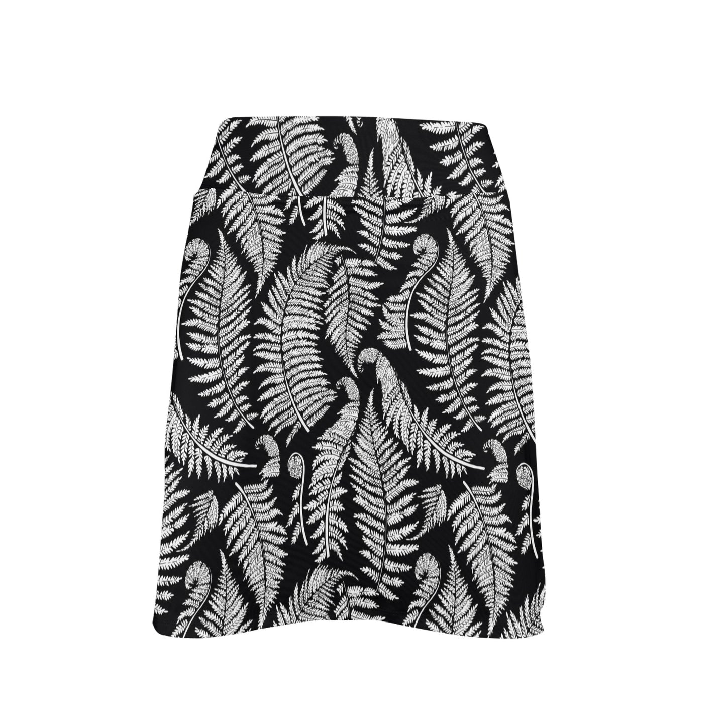 Fern Leave Black White Print Pattern 17" Golf & Pickleball Skort with Pockets