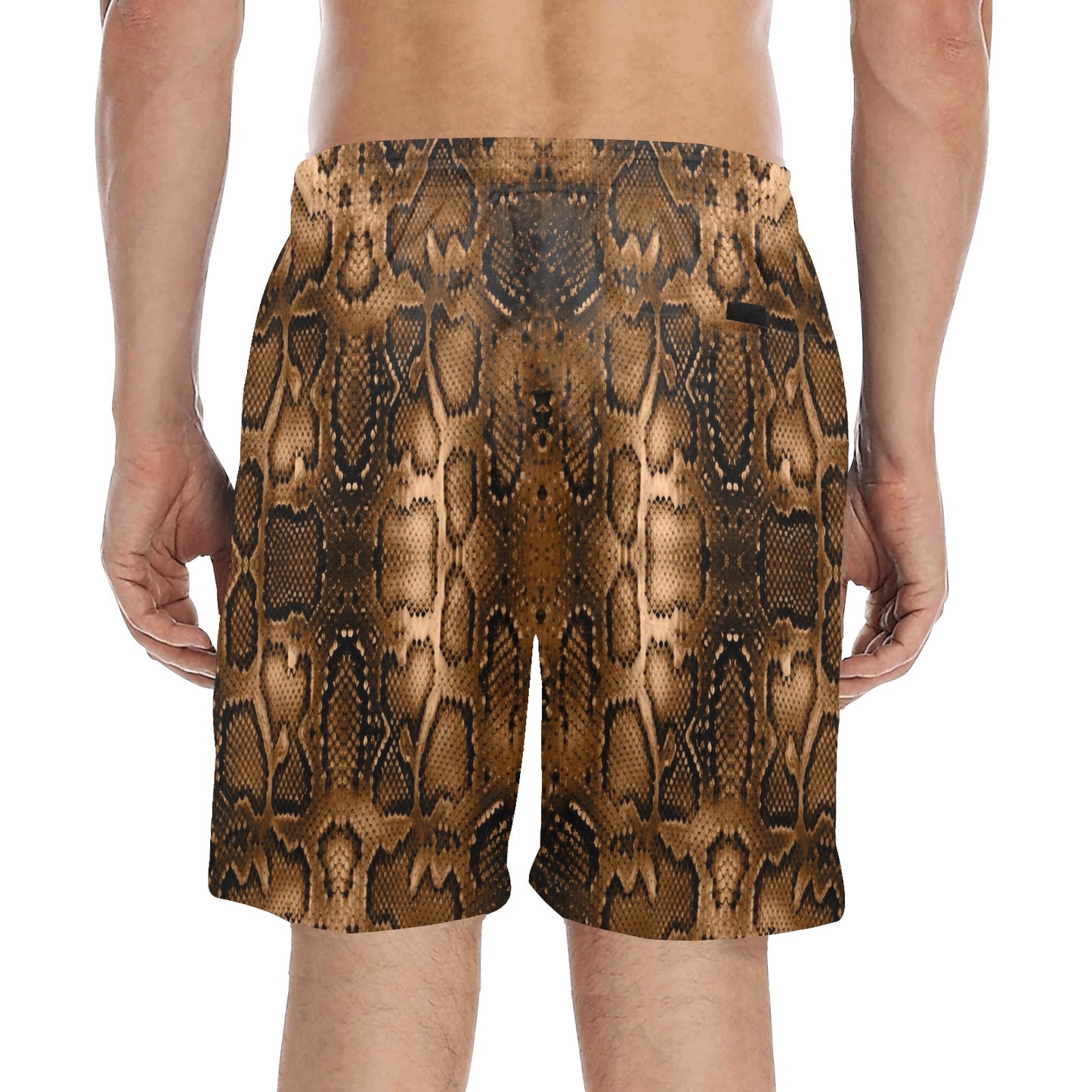 Snake Skin Brown Print Men's Swim Trunks Beach Shorts