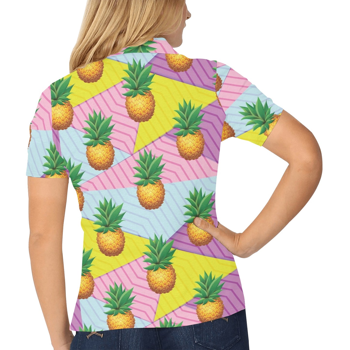 Pineapple Pattern Print Design PP05 Women's Polo Shirt