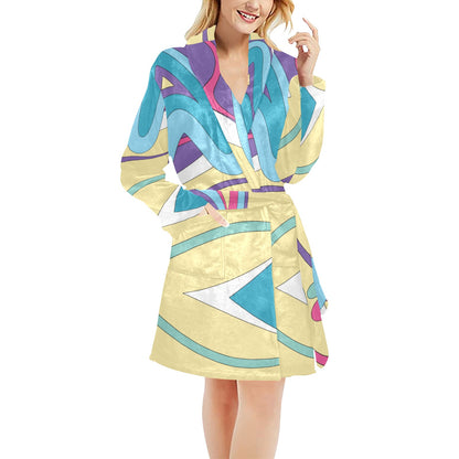 Funky Retro Pattern Print Design A01 Women's Fleece Robe