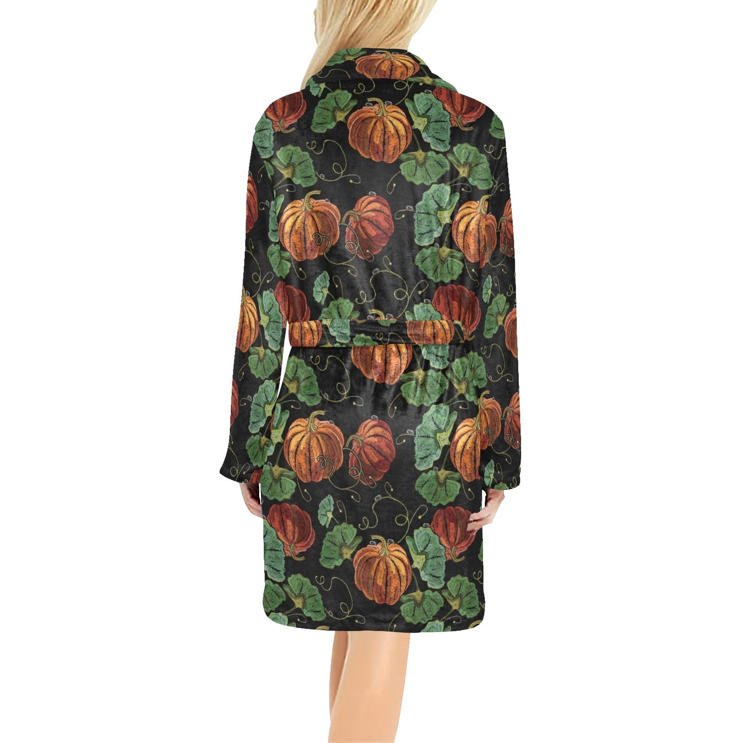 Pumpkin Pattern Print Design A02 Women's Fleece Robe